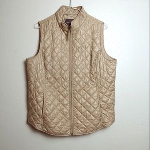Van Heusen Quilted Vest Women's Size L/G Tan